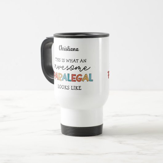 Custom Paralegal Geweldige Legal Assistant Funny Reisbeker (Voorkant links)