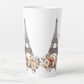 Custom Paris Eiffel Tower Beautiful Floral Latte Mok (Voorkant)