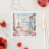 Custom Paris en Rozen Sweet 16 in Parijs Servet (Insitu)