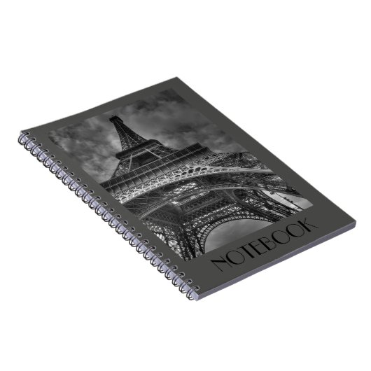 Custom Paris France Eiffel Tower Gray Notebook Notitieboek (Rechterzijde)