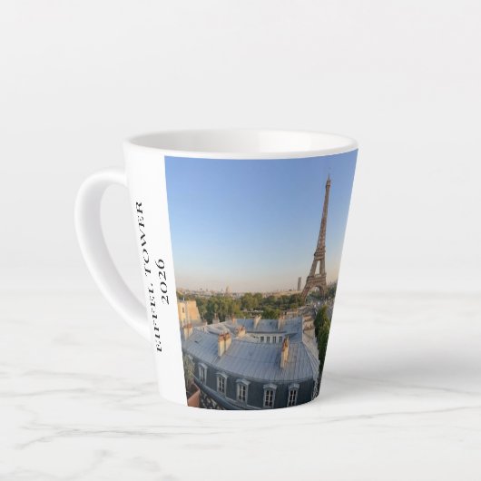 Custom Paris Panoramic Skyline View Eiffel Tower Latte Mok (Linkerhoek)