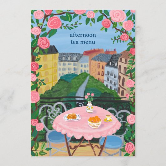 CUSTOM Paris Tea op het balkon met een Uitzicht Ar Menu (Voorkant)