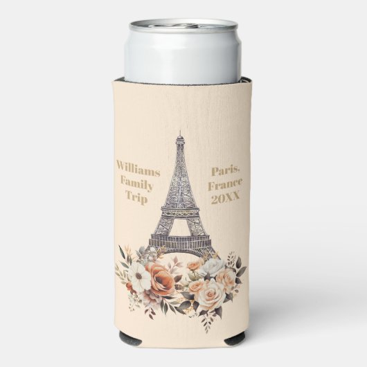 Custom Paris Trip Eiffel Tower Floral (Seltzer Achterkant)