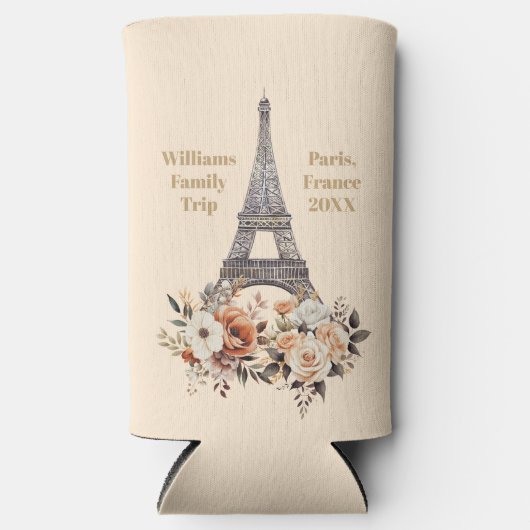 Custom Paris Trip Eiffel Tower Floral (Voorkant)