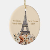 Custom Paris Trip Eiffel Tower Floral Christmas Keramisch Ornament (Rechts)