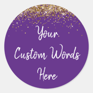 Custom Party Favoriet Verjaardag Paarse Goud en Wi Ronde Sticker