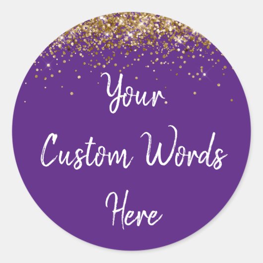 Custom Party Favoriet Verjaardag Paarse Goud en Wi Ronde Sticker (Voorkant)