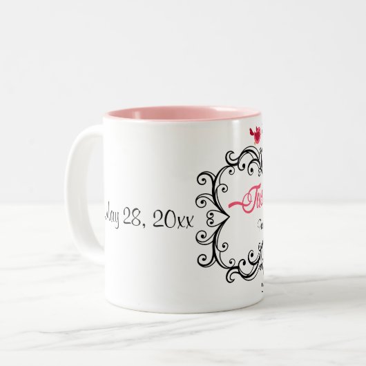 Custom Pas getrouwd Bride and Groom Tweekleurige Koffiemok (Voorkant links)