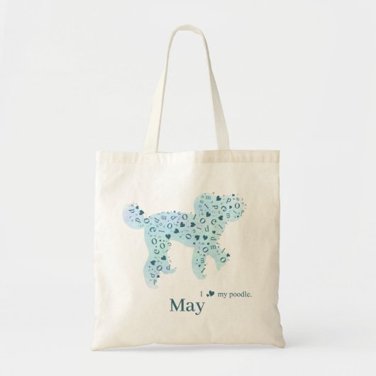Custom Pastel Blue Poodle Silhouette custom Tote Bag (Voorkant)