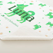 Custom Pastel green chihuahua Silhouette blanket Sherpa Deken (3/4)