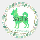 Custom Pastel green chihuahua Silhouette sticker (Devant)