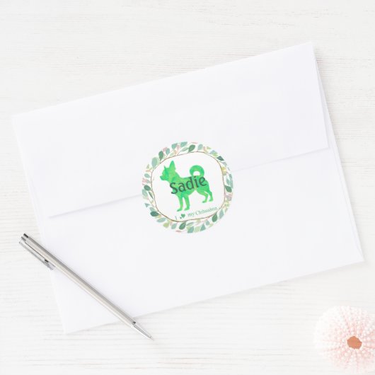 Custom Pastel green chihuahua Silhouette sticker (Enveloppe)