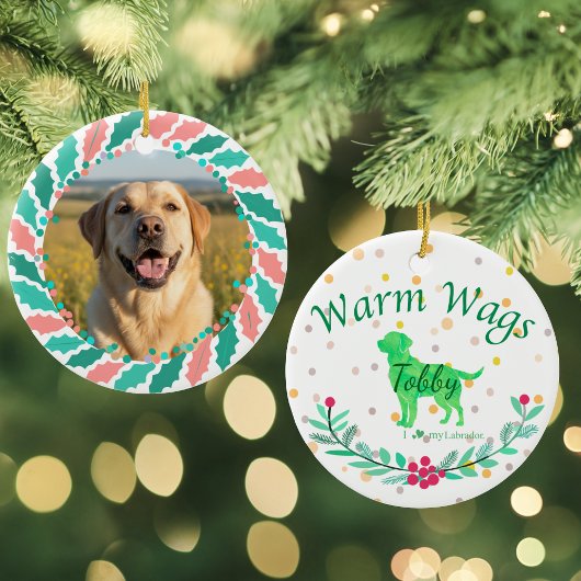 Custom Pastel Green Labrador Retriever Christmas  Keramisch Ornament