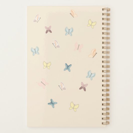 Custom Pastel Modern Boho Butterfly Planner (Achterkant)