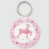 Custom Pastel Pink Poodle Silhouette Keychain (Voorkant)