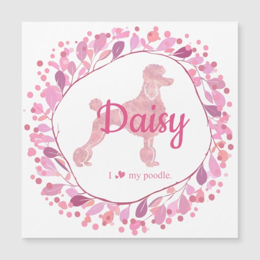 Custom Pastel Pink Poodle Silhouette  Magnet (Devant)