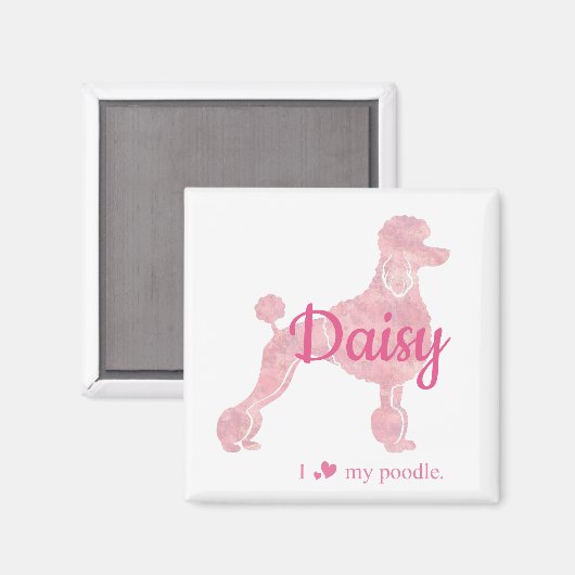 Custom Pastel Pink Poodle Silhouette  Magnet (Recto/Verso)