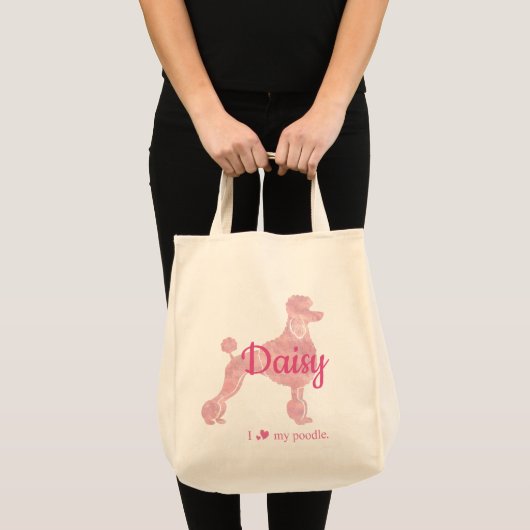 Custom Pastel Pink Poodle Silhouette tote bag (Devant (produit))