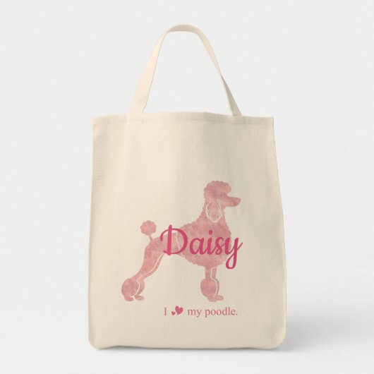 Custom Pastel Pink Poodle Silhouette tote bag (Voorkant)
