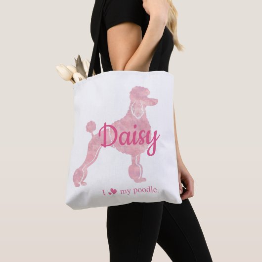 Custom Pastel Pink Poodle Silhouette tote bag (De près)