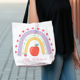 Custom Pastel Rainbow Apple Teacher  Crossbody Tas