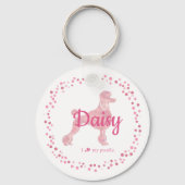 Custom Pastel Roze Poedel Silhouette Sleutelhanger (Achterkant)
