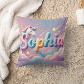 Custom Pastel Unicorn Name Pillow Kussen (Deken)