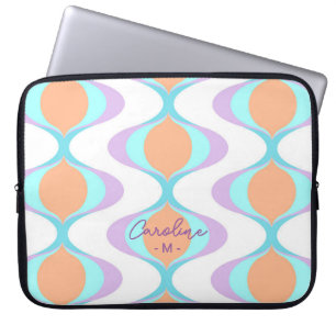 Custom Pastel Violet Sinaasappel Aqua Blue Ogee Wa Laptop Sleeve