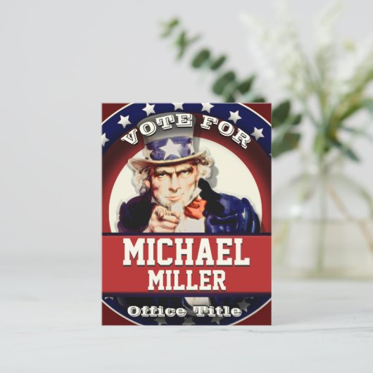 Custom Patriotic oom Sam Briefkaart (Staand voorkant)