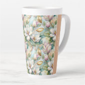 Custom Pattern Elegant Magnolia Flowers Latte Mok (Rechterhoek)