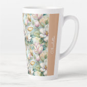 Custom Pattern Elegant Magnolia Flowers Latte Mok (Rechts)