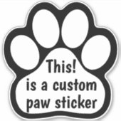 Custom Paw Print - Zwart Wit Auto Venster Decal Sticker (Voorkant)