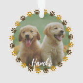 Custom Paw Prints Pet Photo Ornament with Name (dos)