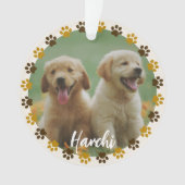 Custom Paw Prints Pet Photo Ornament with Name (devant)