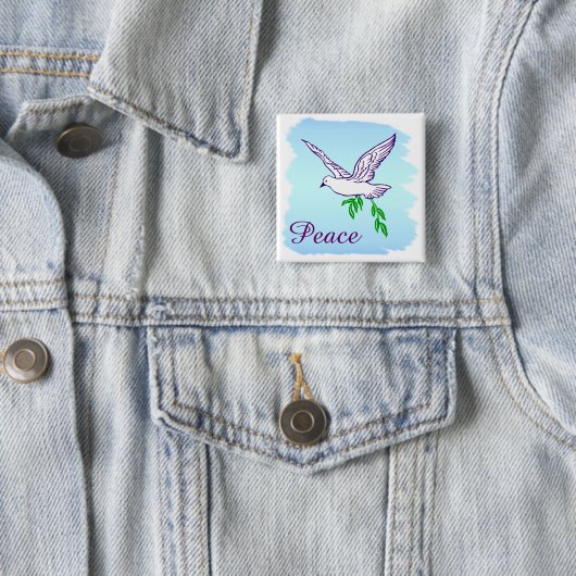 Custom Peace Dove met Olive Branch Button (In situ)