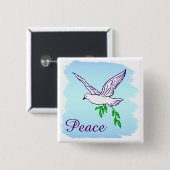 Custom Peace Dove met Olive Branch Button (Voorkant /achterkant)