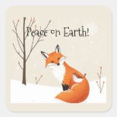 Custom Peace Earth Minimalist Vos Vogel Dier Vierkante Sticker (Voorkant)