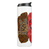 Custom Peace Love French Bulldog met Message Thermosbeker (Gedraaid links)