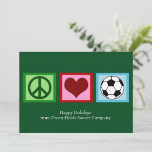 Custom Peace Love Voetbal Kerstmis Groen Futbol Feestdagenkaart