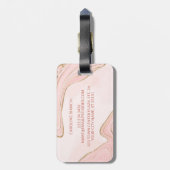 Custom Peach Blush Roze Rose Goud Marbled Pattern Bagagelabel (Achterkant verticaal)