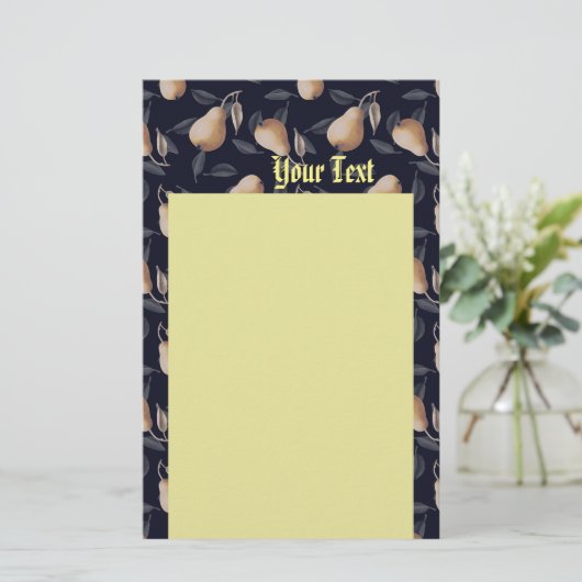 Custom Pear Moody Briefpapier (Staand voorkant)