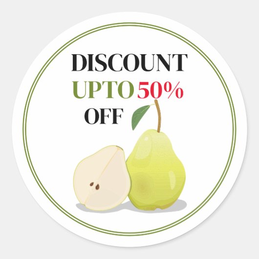 Custom Pears Fruit Discount Sticker (Voorkant)