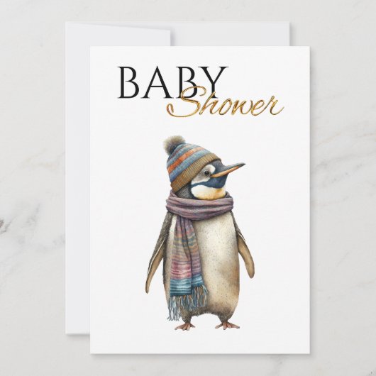 Custom Penguin Baby shower Kaart (Voorkant)