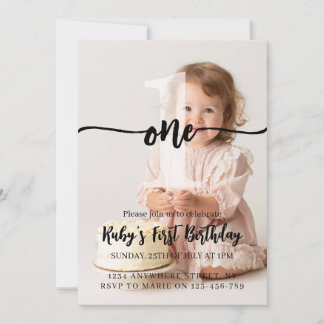 Custom Personalize First Birthday Invitation Kaart