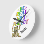Custom Personalize Positive boho frog Hippie  Ronde Klok (Hoek)