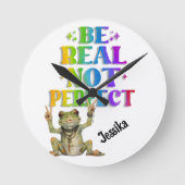 Custom Personalize Positive boho frog Hippie  Ronde Klok (Voorkant)