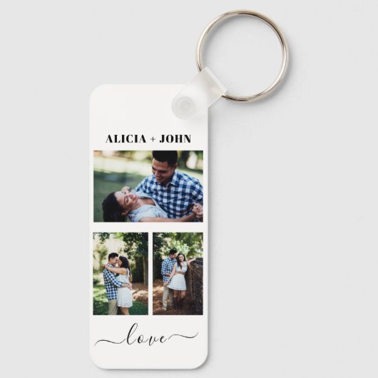Custom Personalized Double Sided 3 Photo keychain (Achterkant)