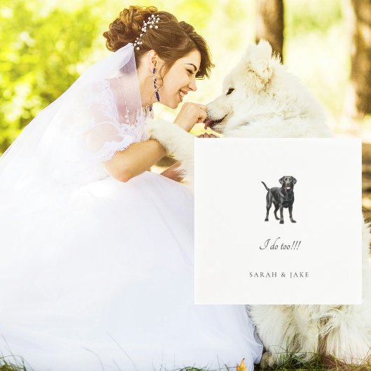 Custom Pet Black Lab Standing Wedding Cocktail Servet