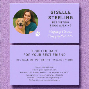 Custom Pet Care Professional Photo Paw Visitekaartje
