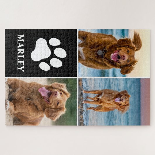 Custom Pet Dog Paw Print 3 Cute Photo Collage Legpuzzel (Horizontaal)